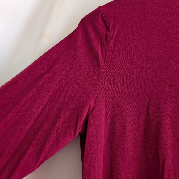 Eileen Fisher Hibiscus Mock Neck Caftan Slit Side Pullover Top Long Sleeves - M - Picture 10 of 14